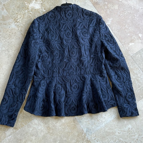 INC International Concepts  Blue Lace Peplum Jacket, Long Sleeves, Size Medium - Picture 9 of 16